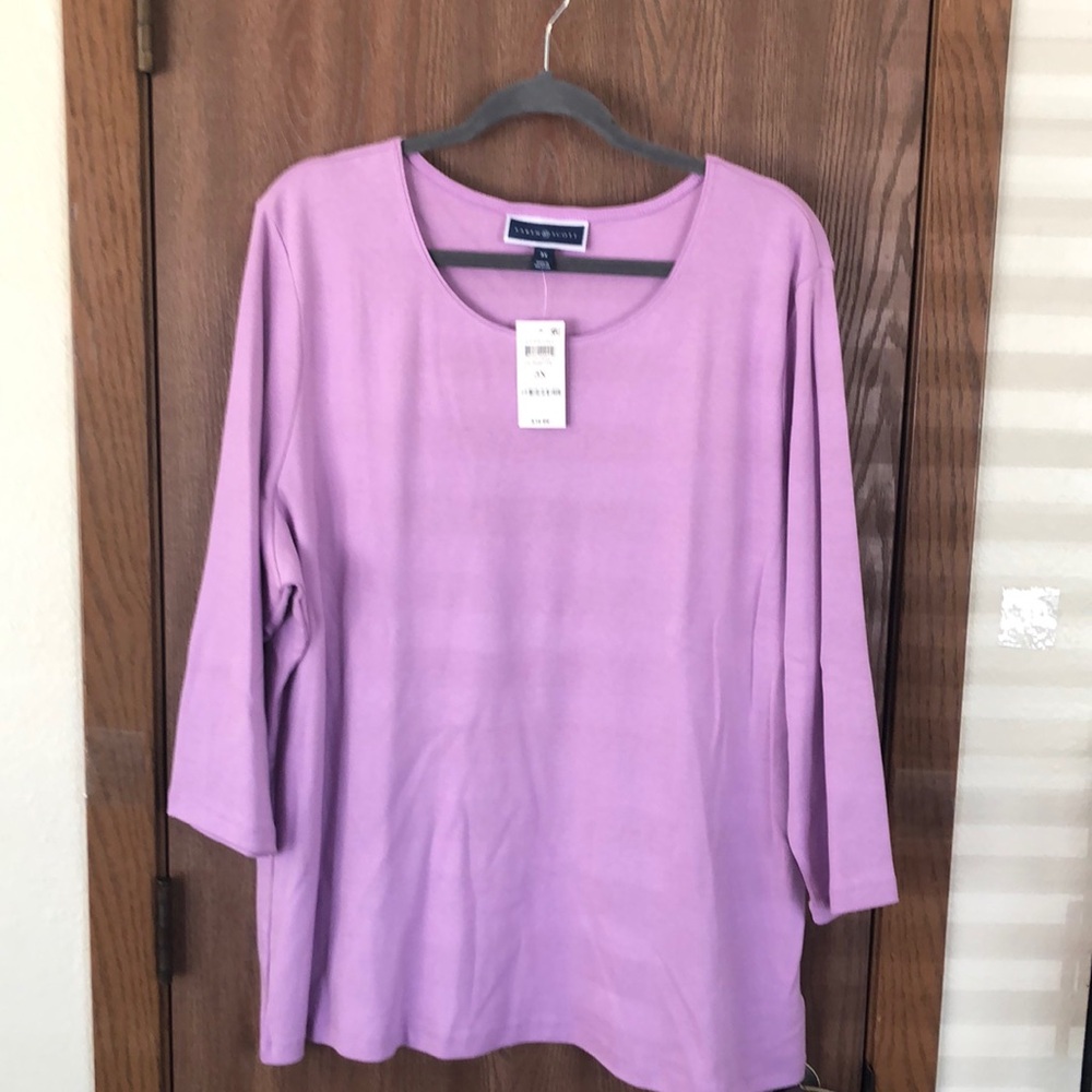 Set of 2 Tops—Size 3x—NWT Karen Scott Top—Light Purple—Gorgeous White Gauzy Top
